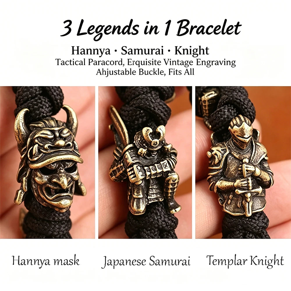 New Hannya Mask Lanyard Bracelets for Men Boy Gift Adjustable Outdoor Survival Paracord Bangles Handmade Jpanese Samurai Jewelry