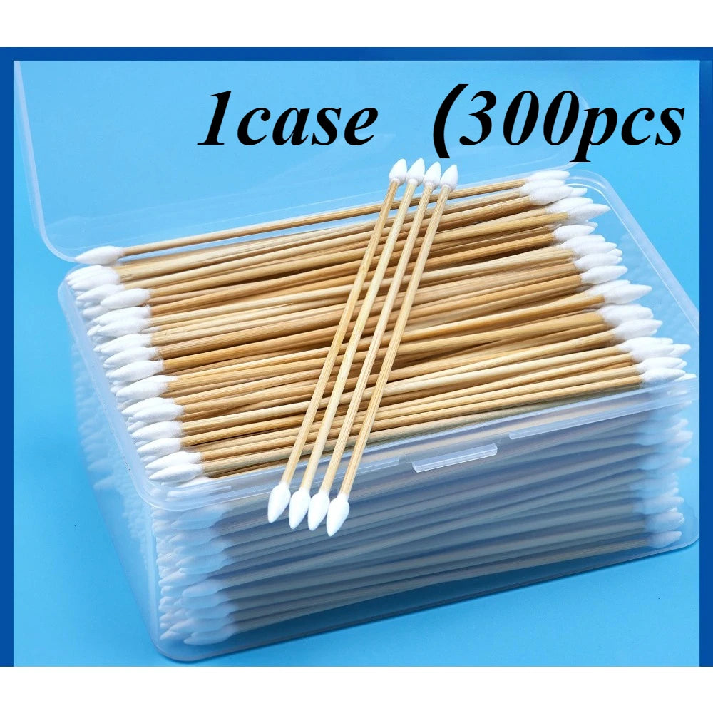 100/300/500pcs Double Pointed Cotton Swab Applicators - 6 Inch Long Cotton Swabs for Tattoo, Cleaning, Makeup & Ear Cleaning