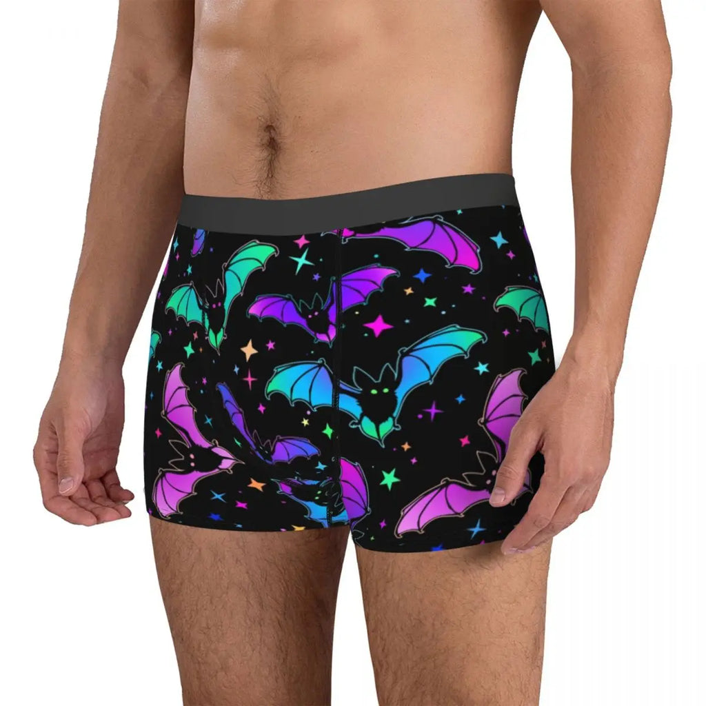Men's Bats and Star Gothic Pattern Underwear Halloween Fashion Boxer Briefs Shorts Panties Homme Breathable Underpants S-XXL