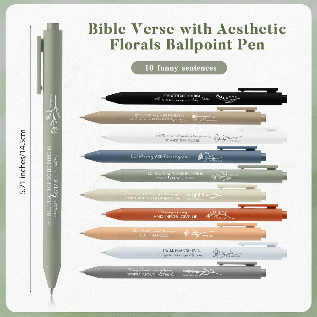 10/20/30 Pcs Set of Inspirational Christian Pens Bulk Religious Gifts: Bible Verse Ballpoint Pens Scripture Gifts