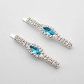 1 Pair Korean Fashion Rhinestone Hair Accessories Sky Blue Crystal Hair Barrette Clip Diamante Hairclip For Women Girls