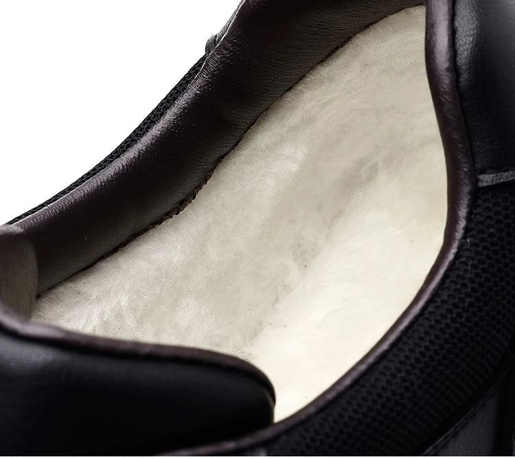 New Platform Cow Leather Casual Sneakers for Men Designer Autumn Winter Cotton Black Outdoor Men's Sports Shoes Zapatos Hombre
