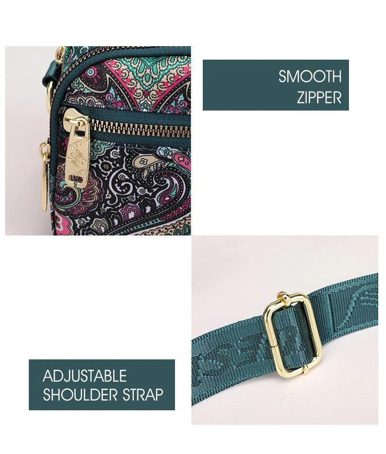 New Nylon Canvas Bag Large Bag Waterproof Shopping Bag Large Capacity Floral Shoulder Handbag Women Bag Mother Bag