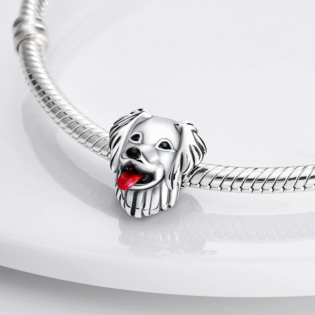 Dog Pet Charms 925 Silver Doggy Paw French Bulldog Bones Beads Fit Original Bracelet DIY Fine Jewelry