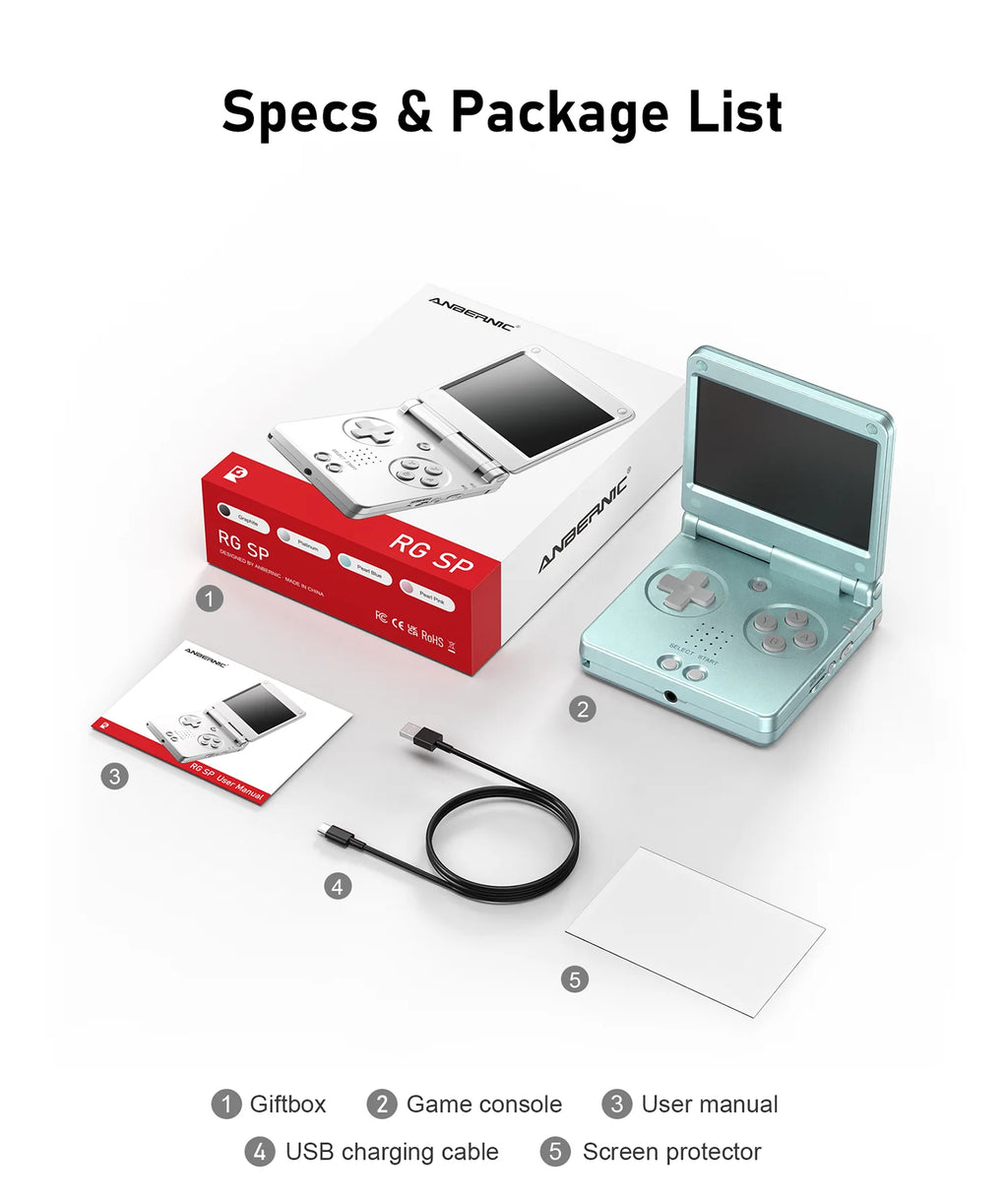 Anbernic RGSP Flip Classic Handheld Game Console 3.4'' IPS Linux 64-bit 3300mAh Retro Gaming Player Wifi HD-Connect To TV RG SP