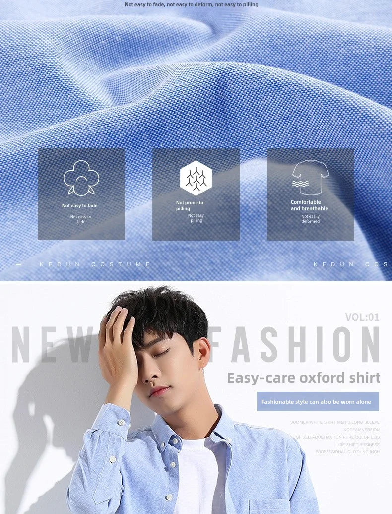 Men's Long Sleeve Shirt Spring Summer Autumn Winter Oxford Woven Slim Free Ironing Comfortable Soft Casual Fashion Simple Work