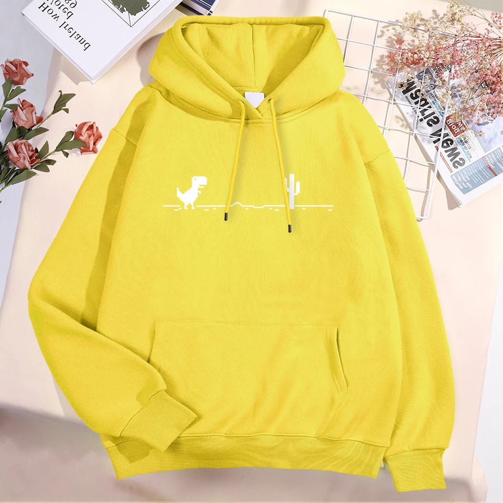 Network Malfunction Little Dinosaur Hoody Men Women New Thicken Pullover Hoodie Cute Pocket Sweatshirt Autumn Warm O-Nec Hoody
