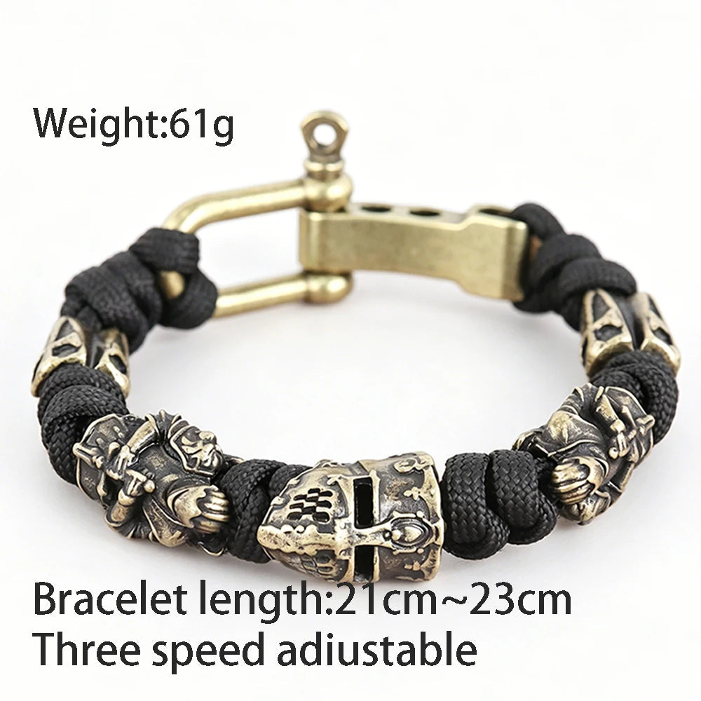 New Hannya Mask Lanyard Bracelets for Men Boy Gift Adjustable Outdoor Survival Paracord Bangles Handmade Jpanese Samurai Jewelry
