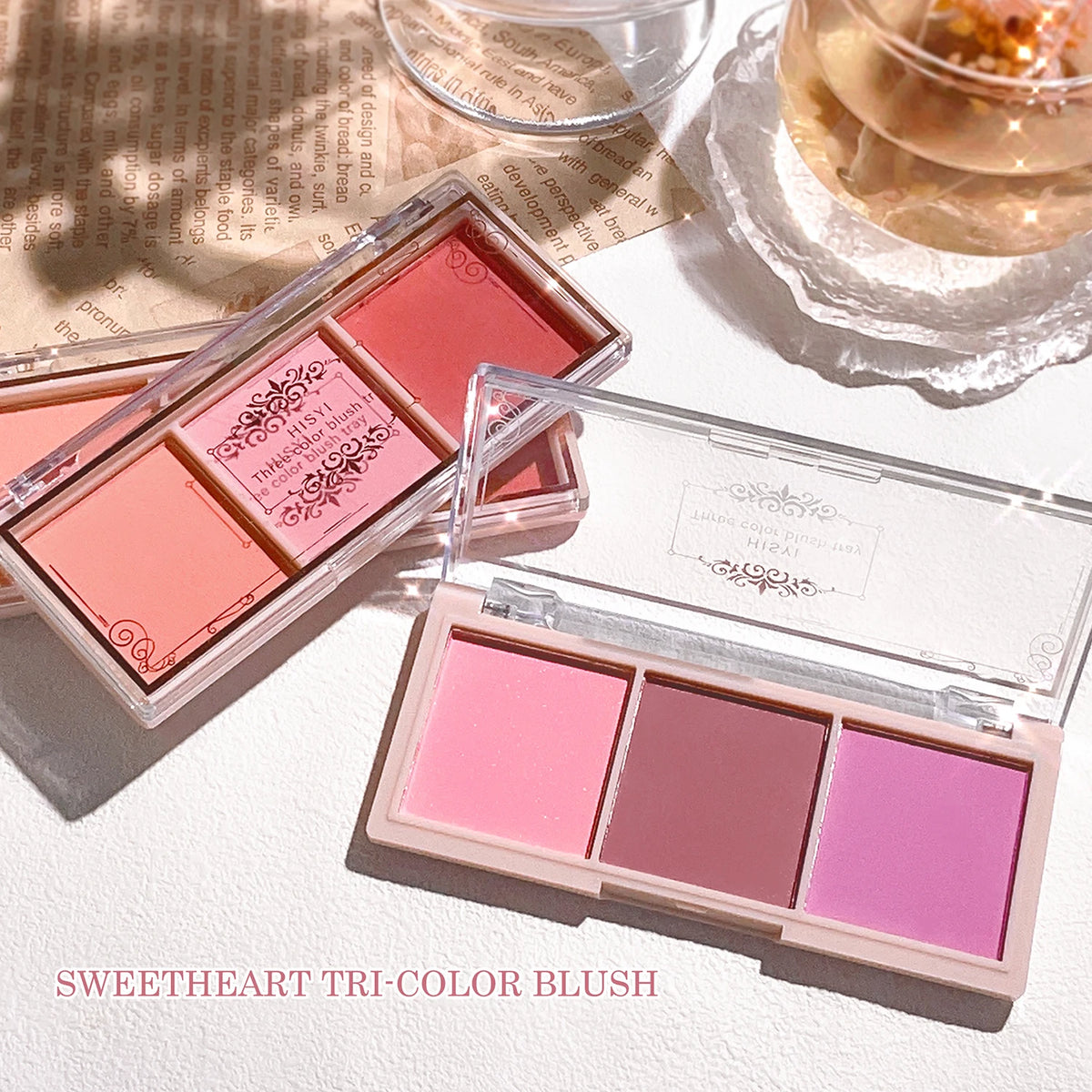HISYI three-color blush natural color rendering delicate non-flying powder matte rouge holding makeup clear vitality girl blush