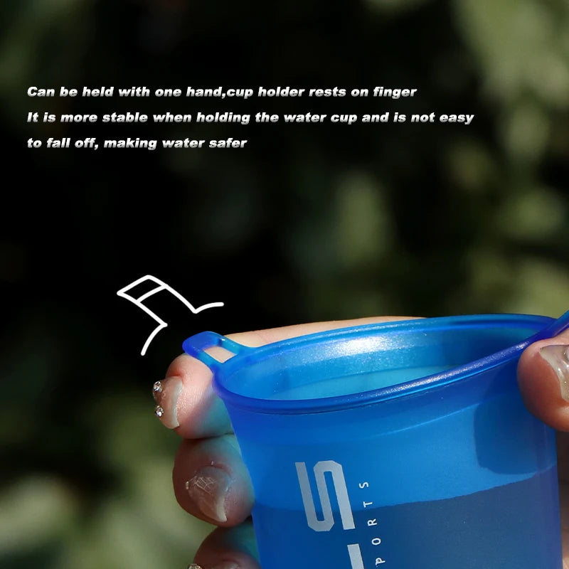1pc 200ml Foldable Sports Water Cup Marathon Running Folding Soft Lightweight Leak Proof Easy Carry Hydration Bottle for Outdoor