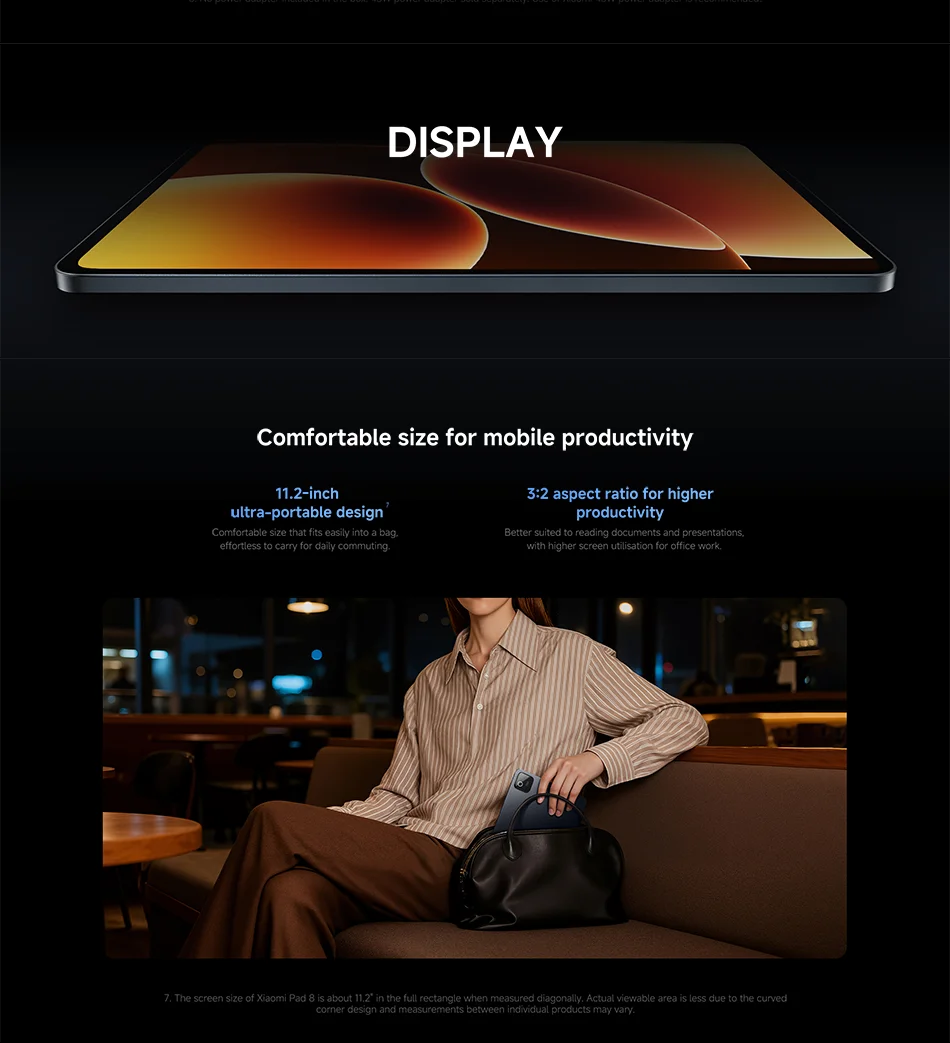 Xiaomi Pad 8 11.2-inch Global Version,Xiaomi HyperOS 3,Snapdragon®8s 4th Generation Chip,9200mAh Battery, 3.2K clear display