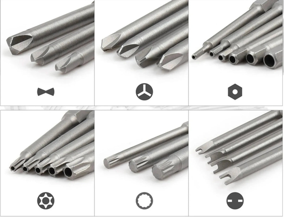 50pcs 75mm Extra Long Reach Bit Set Security Screwdriver Bits Torx Star Hex Bit