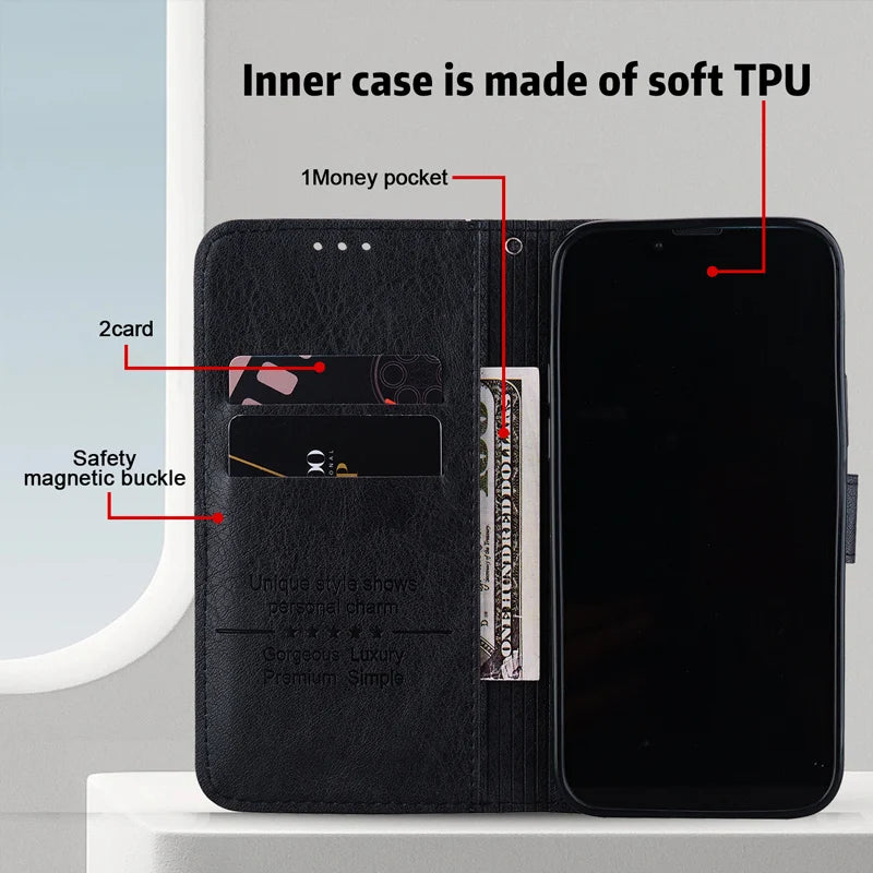 Magnetic Flip Leather Cover Wallet Case For Motorola Moto G Play Power Stylus 2021/2022/2023/2024 Edge 30 40 50 Neo Lite Pro
