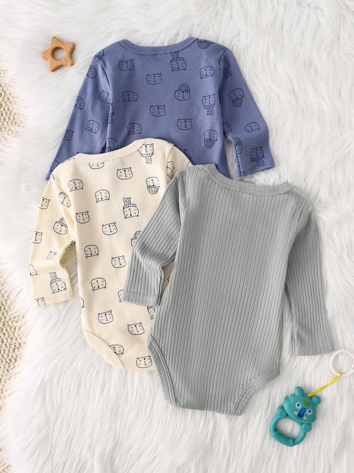 Baby Boy Onesie 3PCS New Style Baby Boy Clothes Spring/Autumn Long-Sleeved Onesie Cotton Fabric Suitable for 0-9 Months