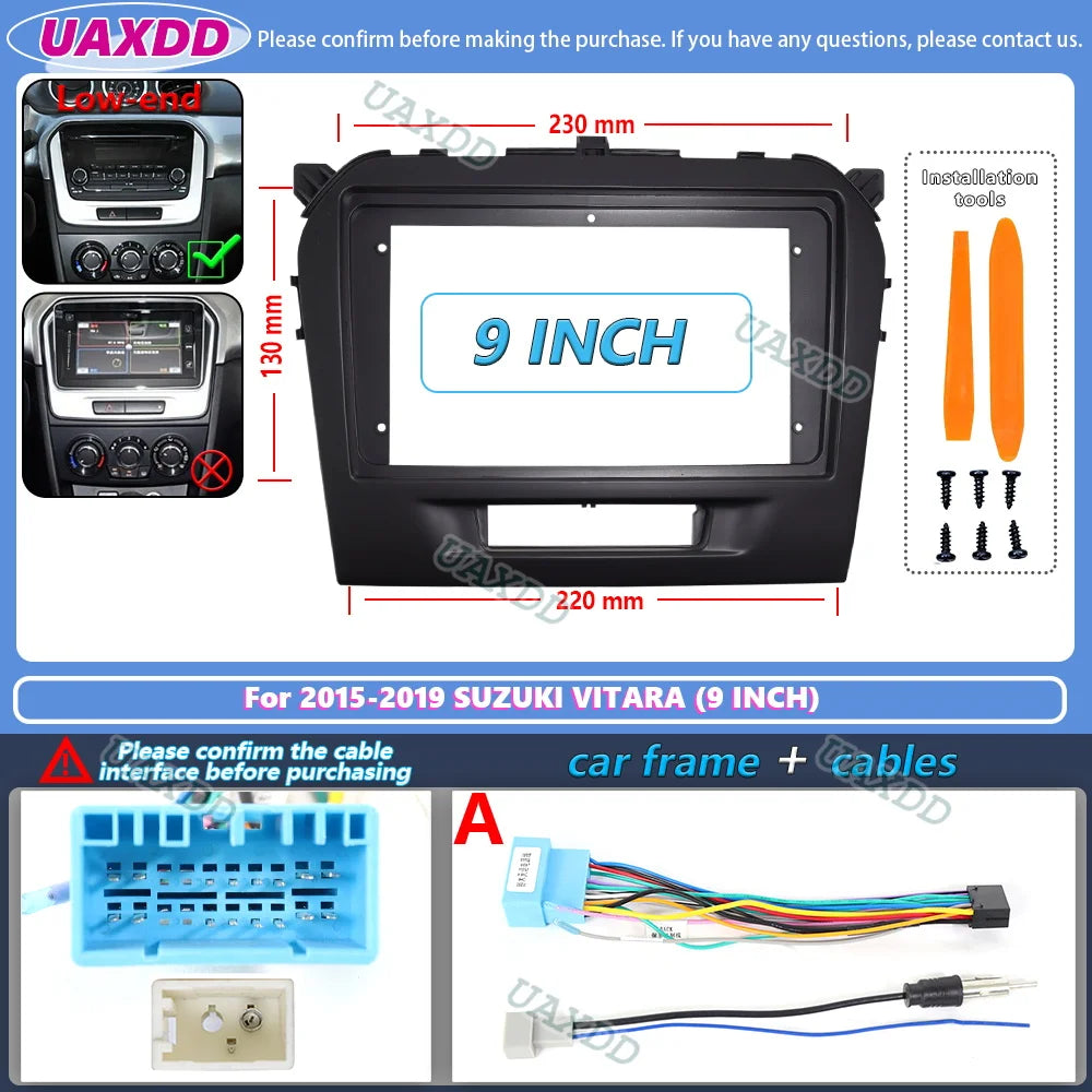 For 2022-2023 Suzuki VITARA 9INCH Android Frame Kit Panel 2Din Car Interior Fascia Cable Video Harness Navigation Decoder Canbus