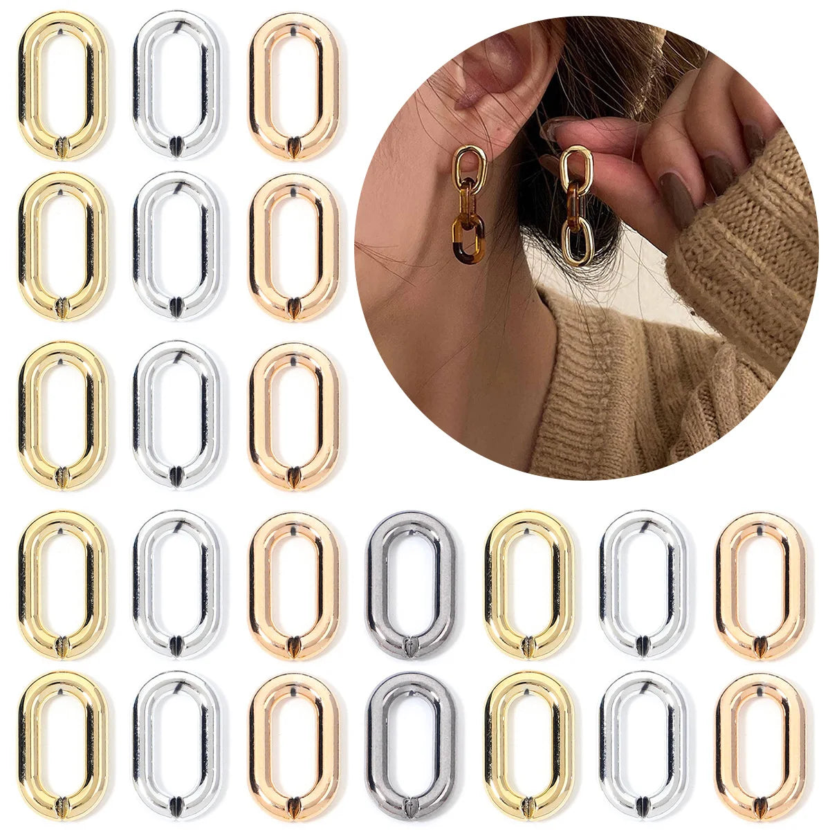 20pcs/Lot 16X27mm Plated Acrylic Chain Buckle Link Chain Connector For Jewelry Making DIY Necklace Bracelet Earring Accessory