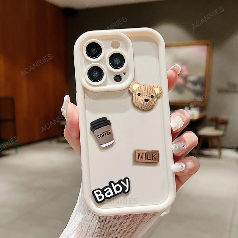 Note13 Cute Cartoon 3D Bear Silicone Case On For Xiaomi Redmi Note 13 Pro 4g 5g 12 11 10 9 13pro Plus 12pro Shockproof Cover 13c