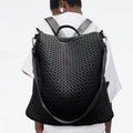 Mochila retro com costuras, moderna e de grande capacidade, saco de ombro casual em rede, ideal para as deslocações diárias
