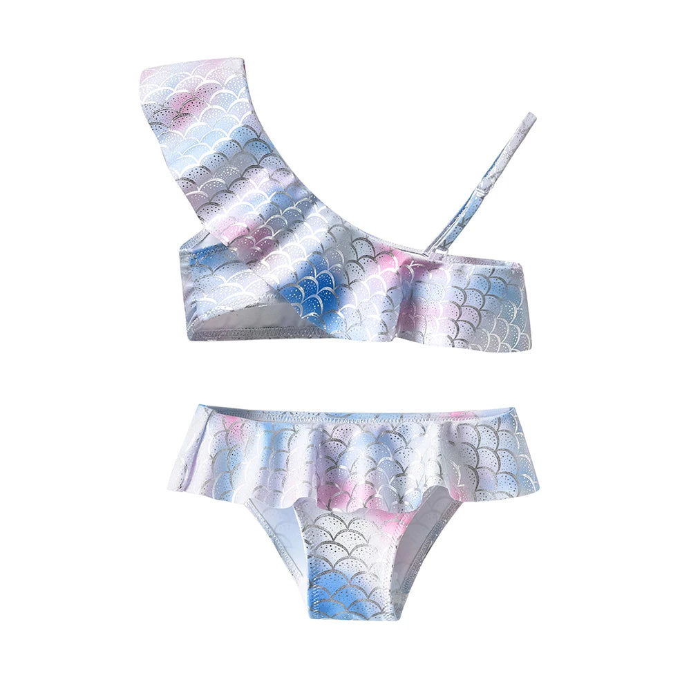 DXTON Girls 2 pcs Swimwear Suit Kids Flag Print Stars Stripe Swimsuit Children Bikini Sets for Summer Beachwear Bathing suit