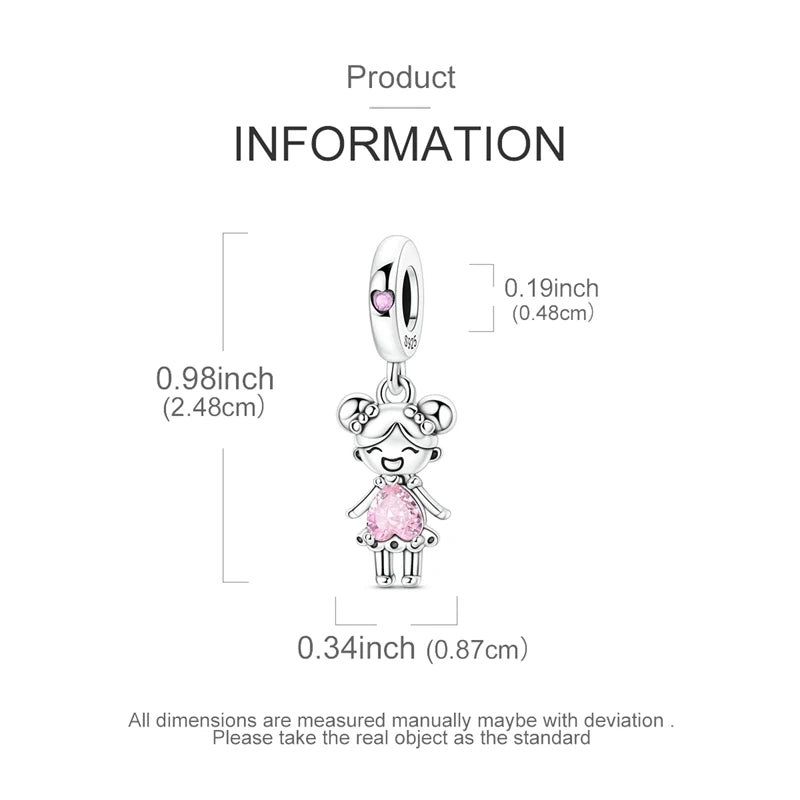 925 Sterling Silver Charms Pendant Beaded Fit Bracelet DIY Boy Girl Family Friendship Charm Making for Women's Fine Jewelry Gift