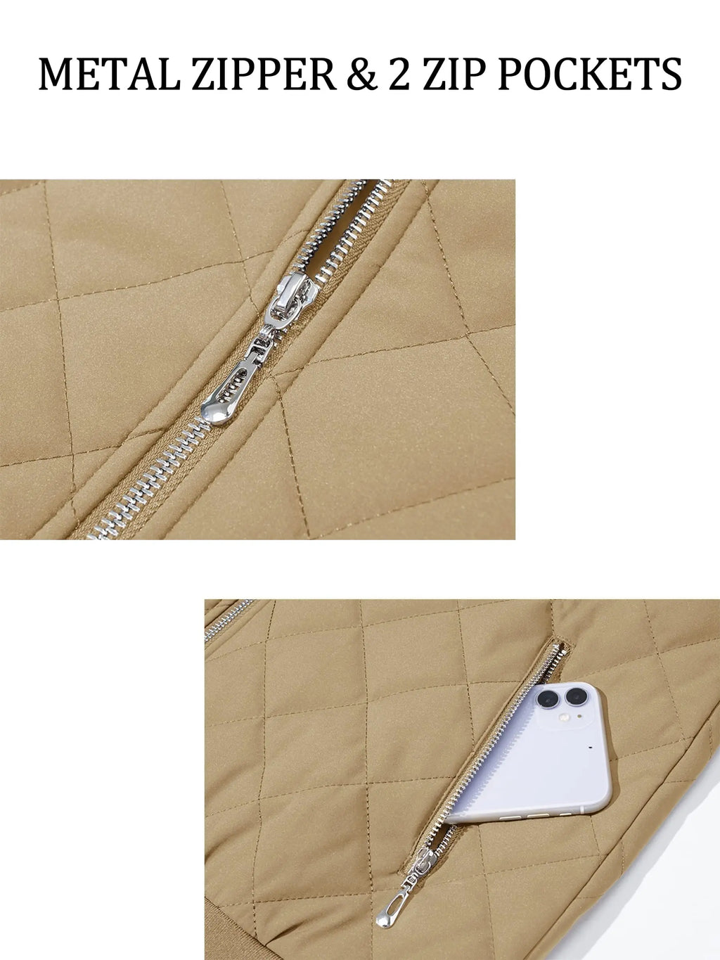 TACVASEN Padded Warm Jackets Womens Fashion Retro Pilot Jacket Diamond Quilted Coats Full Zip Up Pockets Casual Outwear