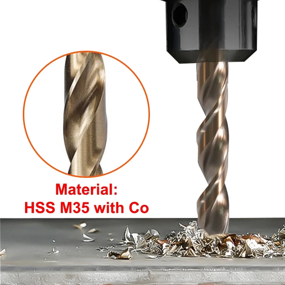1mm-13mm Cobalt HSS-Co Drill Bit M35 For Stainless Steel Iron Drilling Operations Metalworking Round 135 Point Split Tip