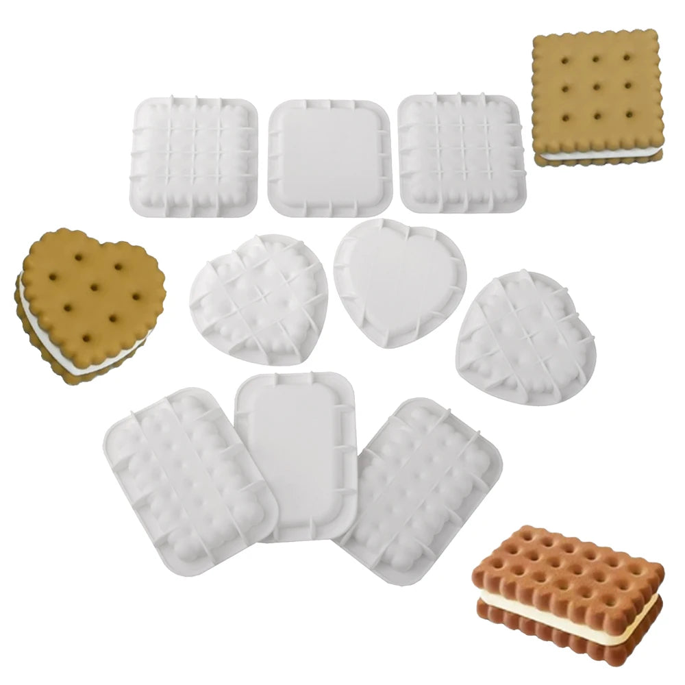 Moldes de silicone para bolachas, chocolates ou bolos em forma de coração, quadrado ou retangular, utensílios de cozinha para pastelaria e sobremesas