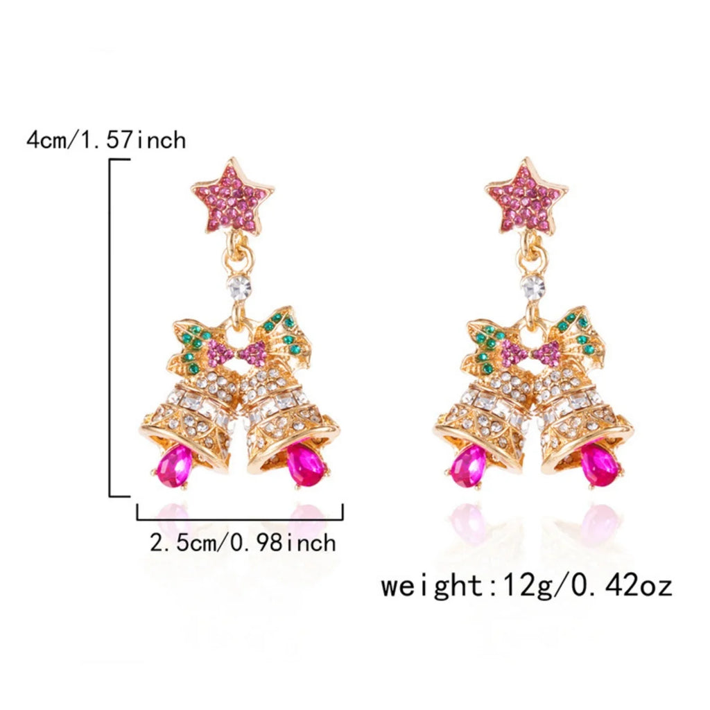 Christmas Earrings Rhinestone Imitation Pearl Snowflake Xmas Tree Star Bell Drop Holiday Dangle Party Jewelry Gift For Women Men
