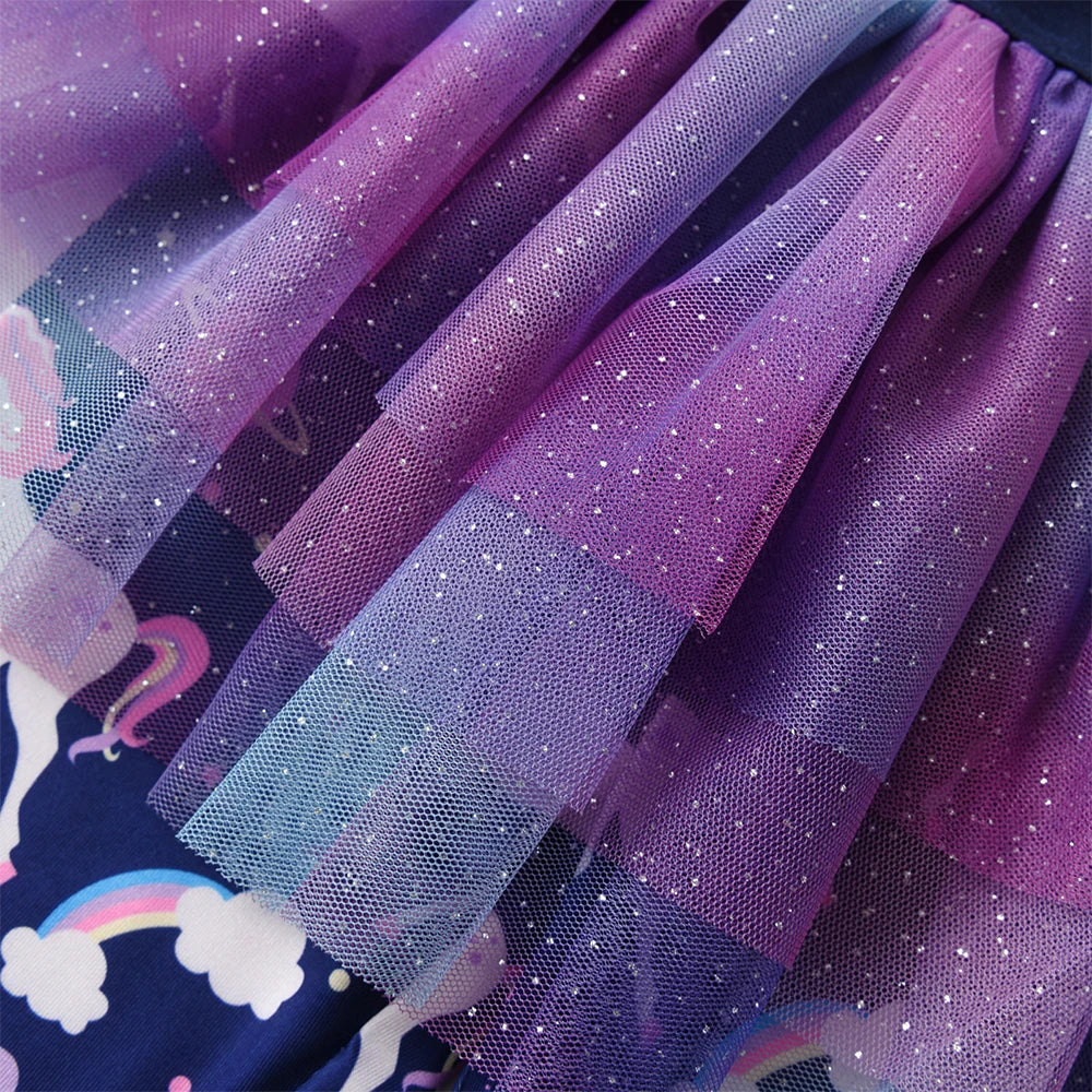 DXTON Fake 2PCS Girls Pantskirt Tulle Layer Skirts with Kids Leggings Unicorn Printed Casual Children Trousers Girls Costumes