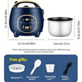 1pc Mini Electric Rice Cooker with Steamer Kitchen Non-Stick Pot 1.8L Keep Warm Function Portable Multi Cooker for Soup