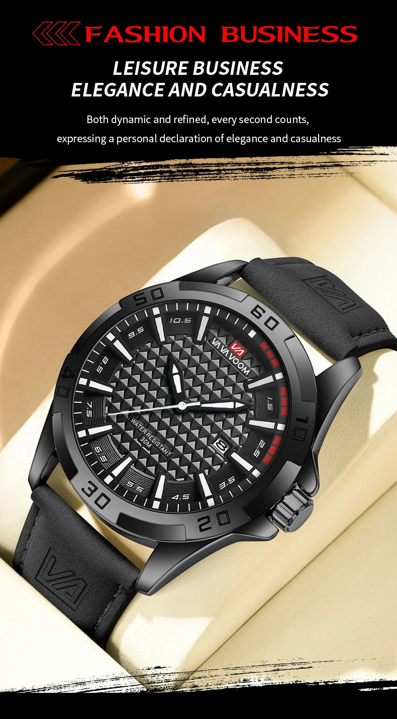 Stainless Steel Men Quartz Watch Business Fashion 45mm Calendar Clock Silver Sports 3Bar Waterproof Gift Wristatch for Men Reloj