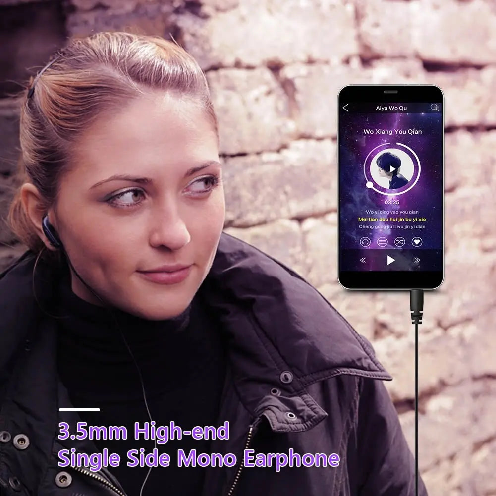 3.5mm High End Single Side Mono Earphone  Mono Wired Headset For Mobile Phone Mp3 Radio Bluetooth Audio Receiver Short Line