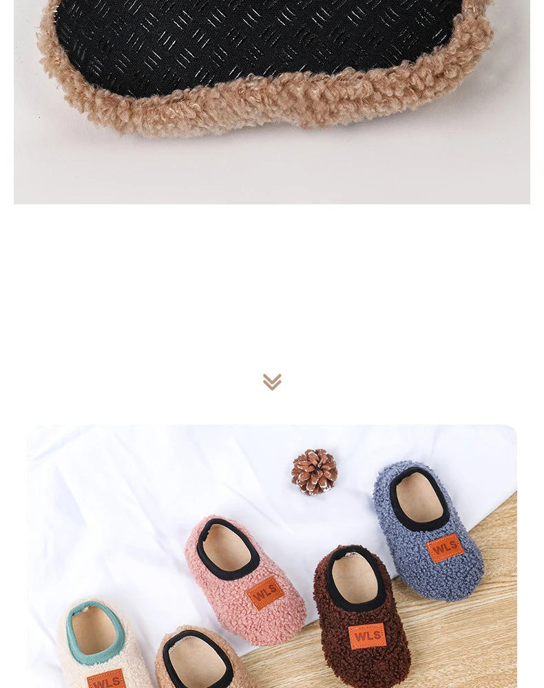 Autumn Winter Warm Baby Slippers Toddler Plush Floor Sock Shoes Boys Girls Soft Anti-slip Walking Shoes Indoor Home Kids Socks