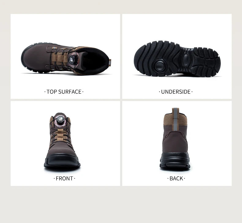 Waterproof Safety Boots Men Indestructible Steel Toe Work Boots Anti-smash Stab-resistant Safety Shoes Biker Botas Para Hombre