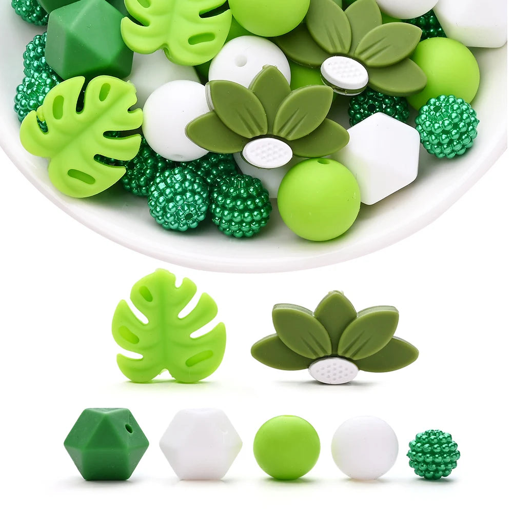 7Pcs Silicone Bead Set Soft Non Toxic Biteable Silicone Beads for Handmade Pacifier Chain Teeth Grinding Jewelry