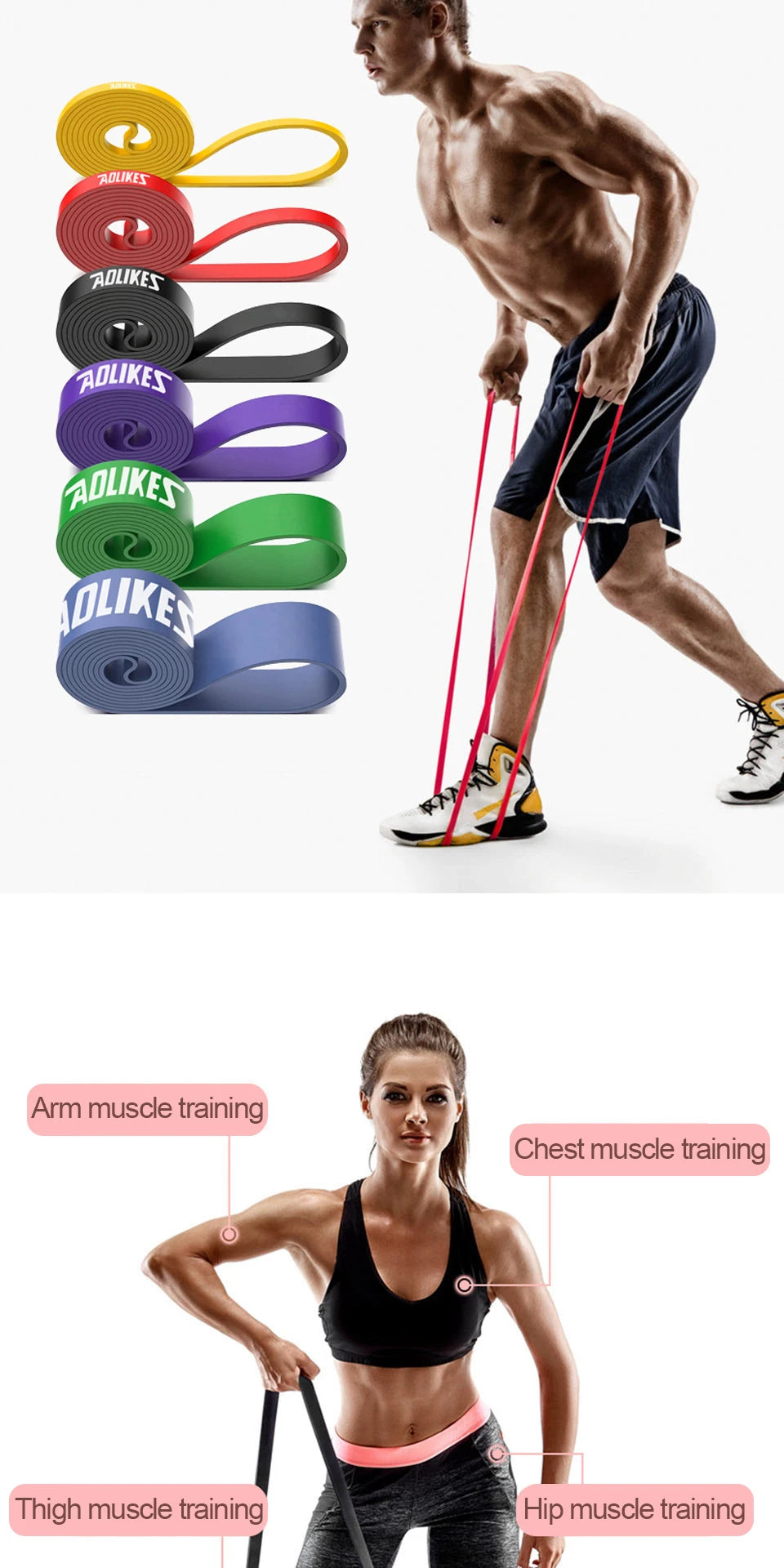 AOLIKES 1PCS Pull Up Assistance Bands -Resistance Heavy Duty Workout Exercise Stretch Fitness Bands Assist for Body,Stretching