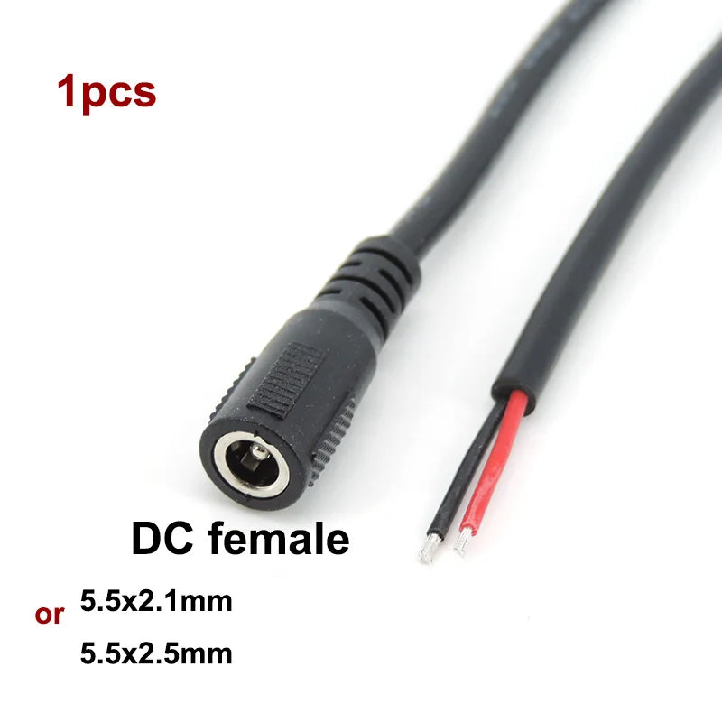 18cm 18awg 7A DC Male Female Power Supply Connector Cable 5.5x2.1mm 5.5x2.5mm Copper cord For LED Strip light Camera 2.1mm 2.5mm