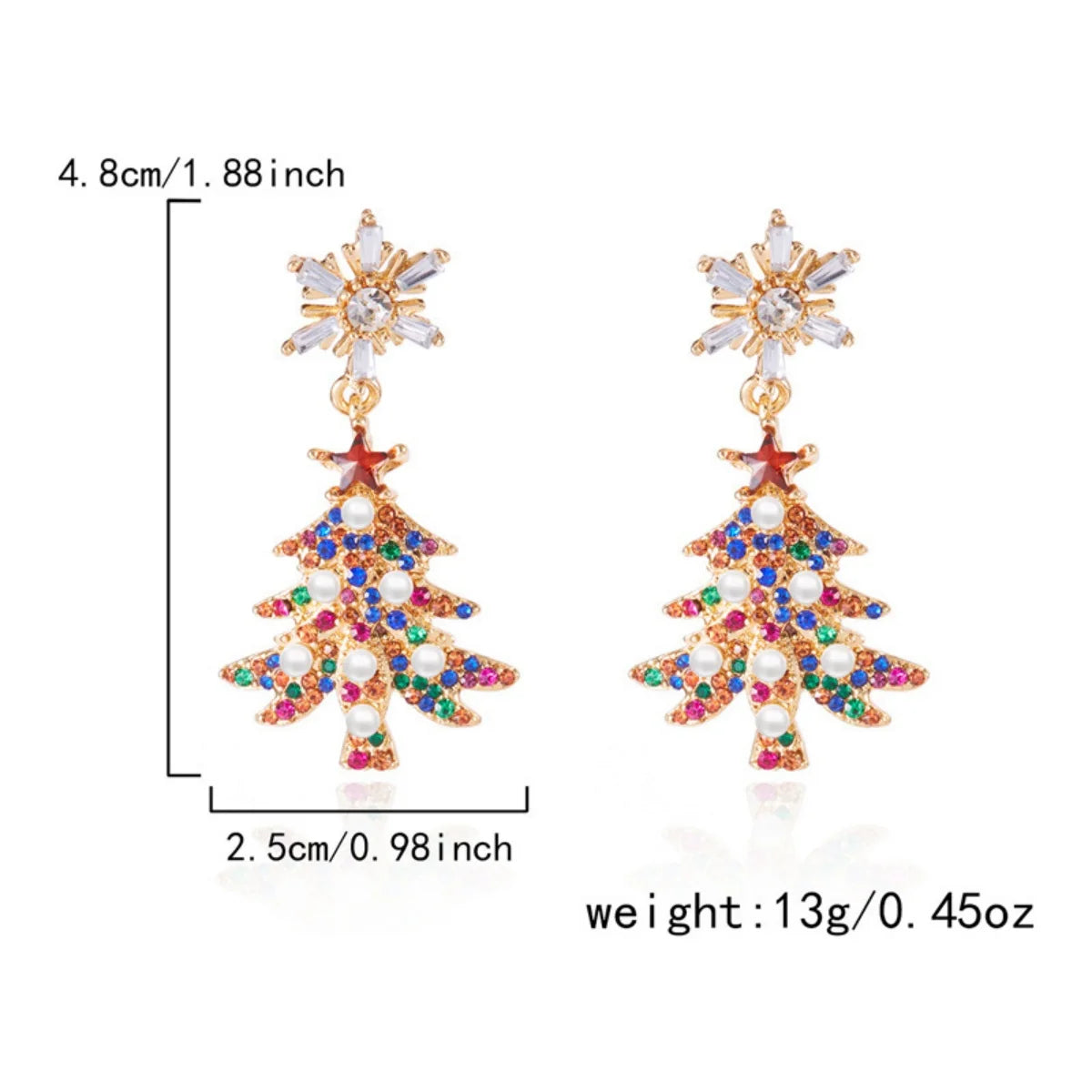 Christmas Earrings Rhinestone Imitation Pearl Snowflake Xmas Tree Star Bell Drop Holiday Dangle Party Jewelry Gift For Women Men