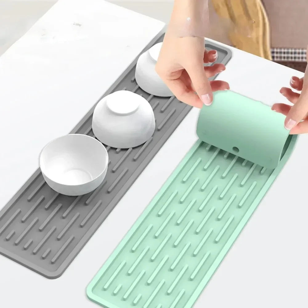 HOMEFISH  Silicone Drainer Mat Anti Slip Sink Tray Tableware Cushion Organizer Kitchenware Protection Mat Kitchen Storage Pads