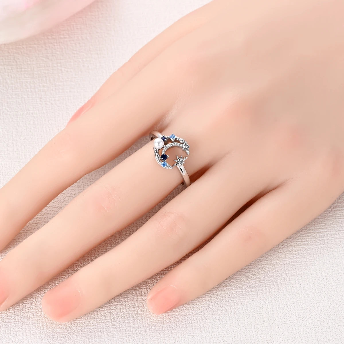 925 Silver Open Ring Sunflower Bee Star Eternal Love Jewelry Women's Wedding Gift