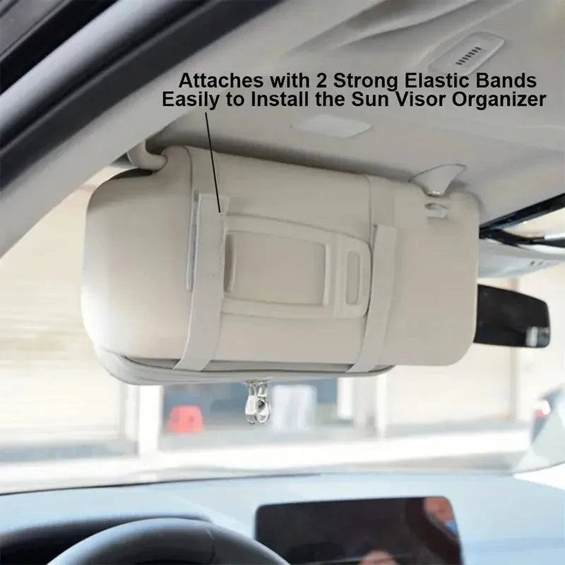 1 Piece Car Sun Visor Organiser, Sunglasses Holder with Zip Pouch for Car, Truck, SUV Car Interior Accessories