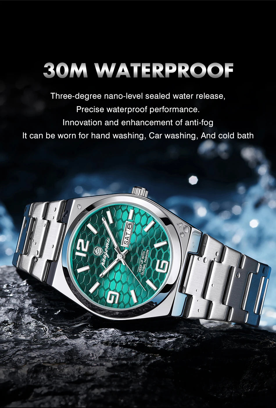 PAAZOMU Luxury Brand Man Watch Waterproof Luminous Date Week Men's Quartz Wristwatch Stainless Steel Fashion Sports Men Watches