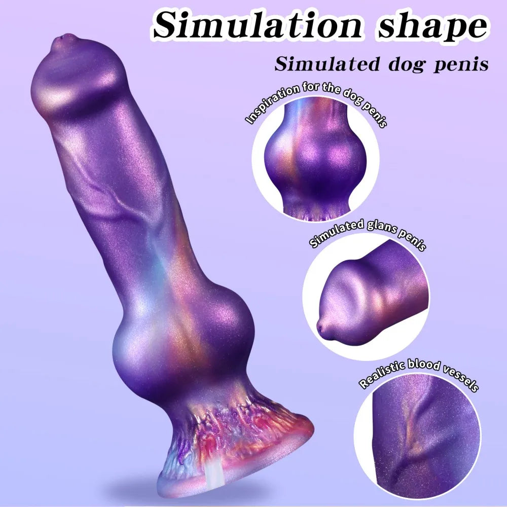 Realistic Dog Penis Squirting Dildo Anal Plug Knot Suction Cup Enema Ball Waterproof Silicone Fantasy Adult Toy for Men and Wome