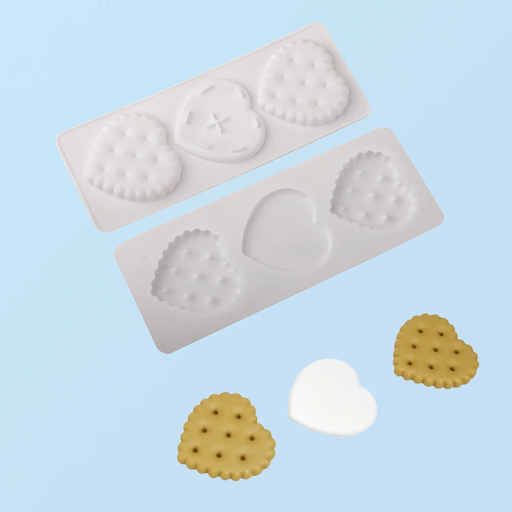Moldes de silicone para bolachas, chocolates ou bolos em forma de coração, quadrado ou retangular, utensílios de cozinha para pastelaria e sobremesas