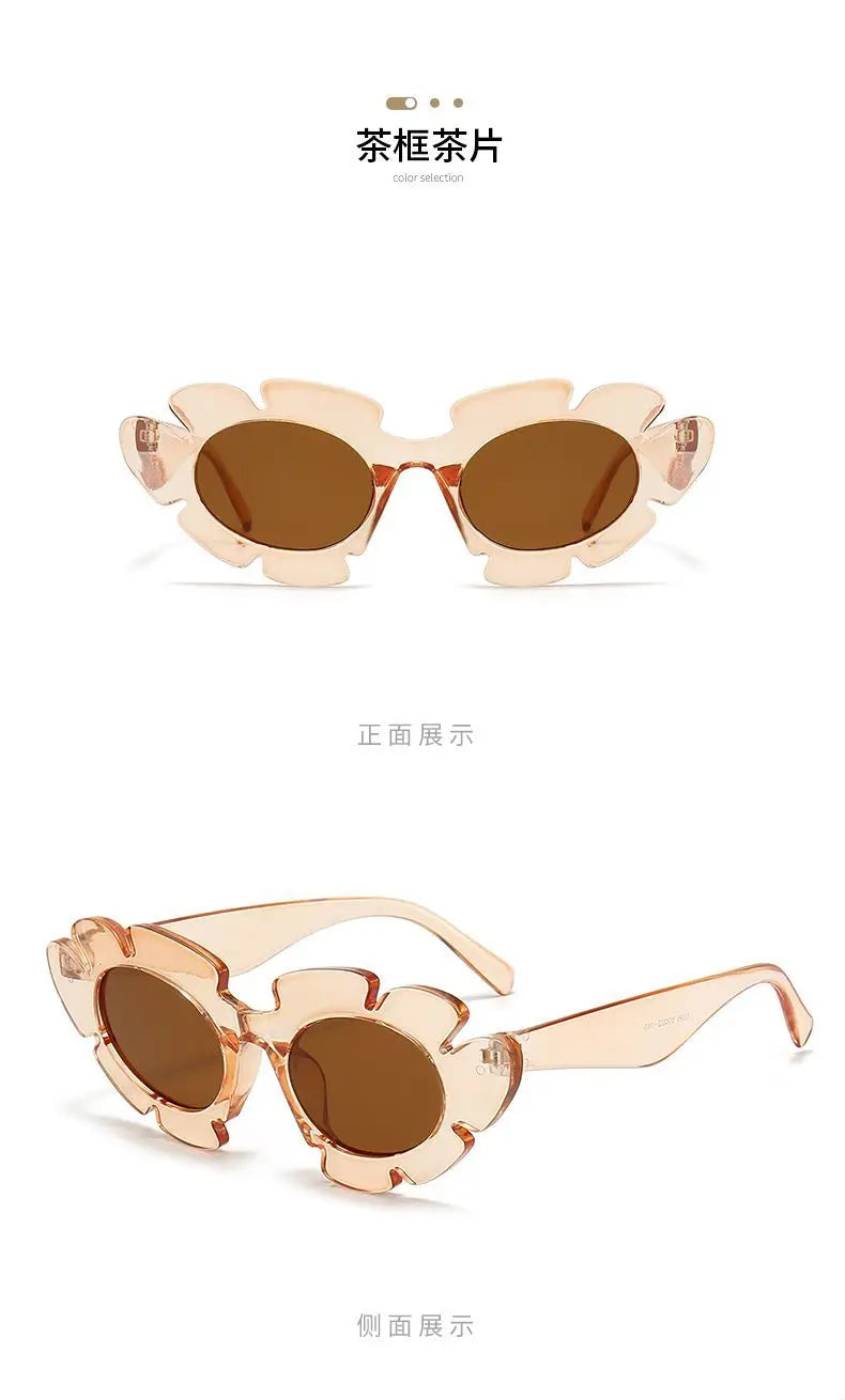 Fashion Cat Eye Candy Colors Sunglasses Women Retro Brand Designer Flower Shape