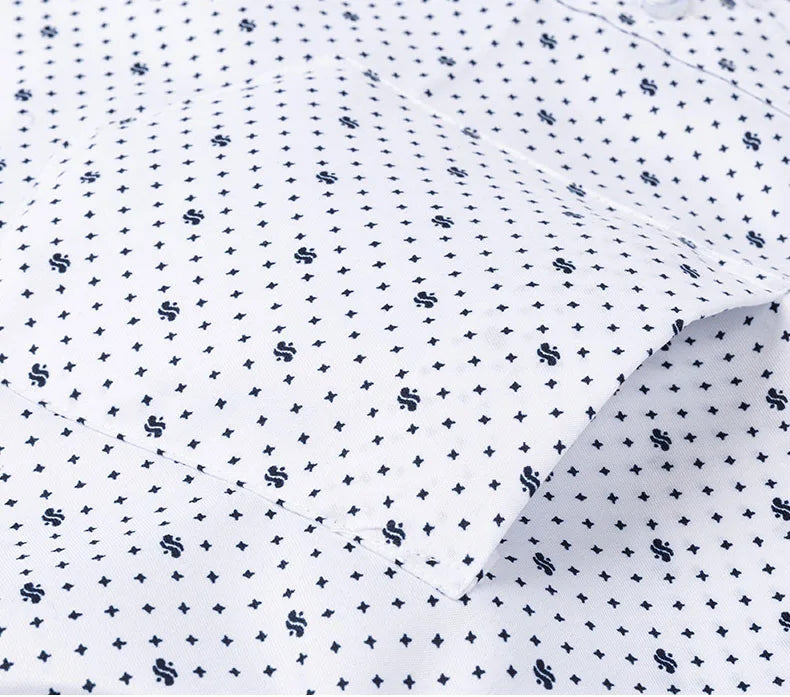 Men Print Shirts Casual Long Sleeve Striped Dress Shirt for Man Business Formal Slim Fit Button Up Polka Dot Men's Clothing