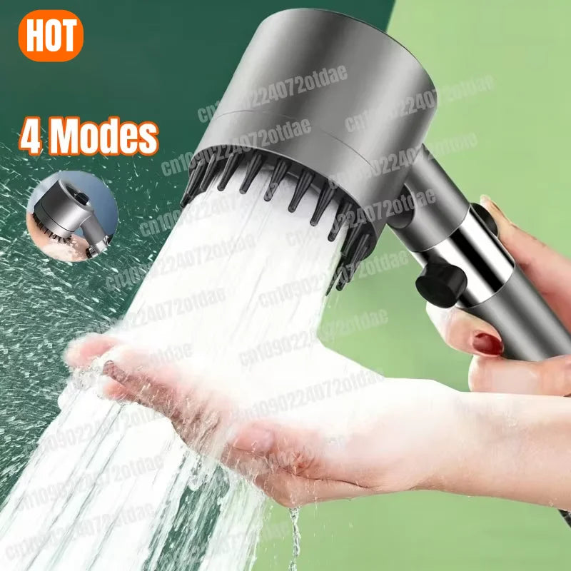 High Pressure ShowerHead 4 Modes Water Saving with Filter for HardWater Adjustable Spray with Massage Bathroom Shower New