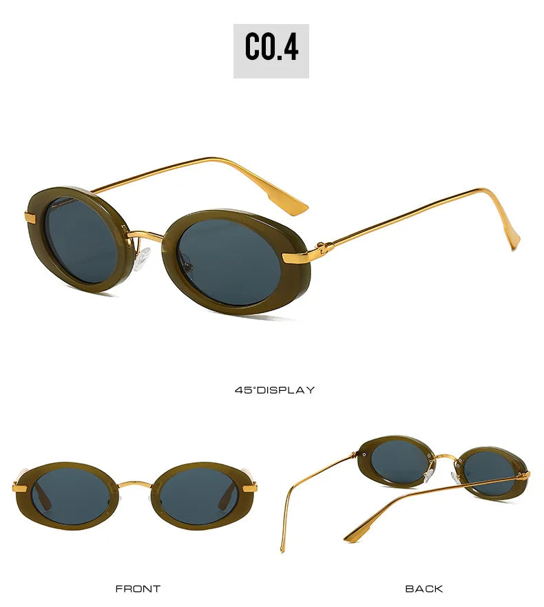 Fashion Small Oval Sunglasses Women Europe Popular Ins Cool Blogger Uv400 Sun Glasses Brand Designer