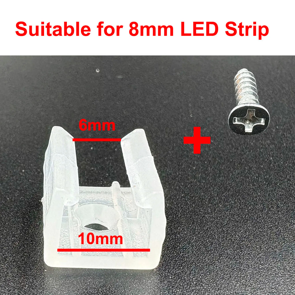 6mm 8mm 12mm 15mm LED Strip Fix Clips Holder Connector Accessories With Screw For 2835 5050 Neon Light Fixing Flexible COB Buckl