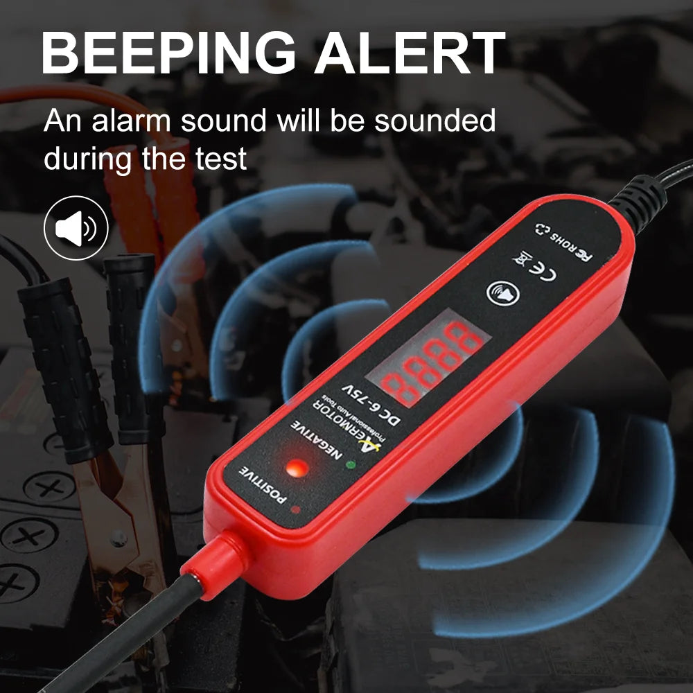 Aermotor Car Test Light with DC 6-75V LED Digital Voltage Display Electric Test Pen EM289 Car Short Circuit Diagnostic Tool